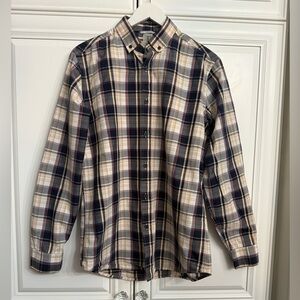 Tristan Medium 15-15 1/2 Fitted Blue Plaid Dress Button Down Shirt 100% Cotton